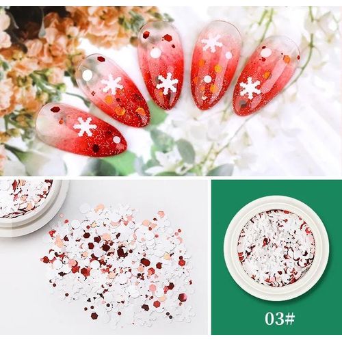 Nail Art Sticker Sequins, Holographic Christmas Nail Snowflake Sequins for Nail Art Decoration Mermaid Flake Nail Glitter Laser Sparkly Confetti Glitter Paillette Snowflake Nail Sequins