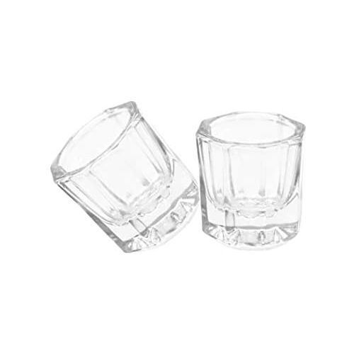 2 Pack Dappen Dish Cups for Nail Art Acrylic Liquid - Clear Glass Nail Monomer Liquid Bowl Dampen Dish Acrylic Powder Holder, Acrylic Glass Jar for Nails  Dappen Dish Crstal Glass