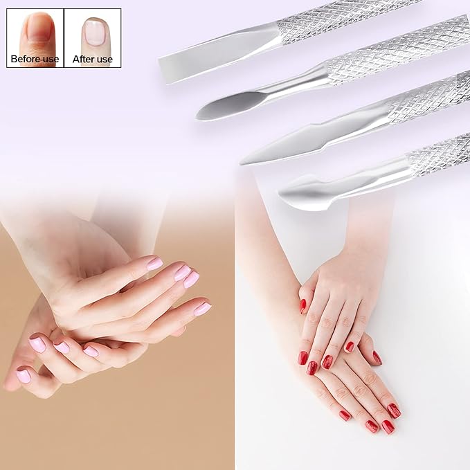 Cuticle Nail Pusher Peeler, Double Ended Cuticle Scraper and Cuticle Pusher Cutter Spoon Tool for Cuticle Slider, Manicure Tools, Scraper, Double Head Nail Polish Remover, Stainless Steel