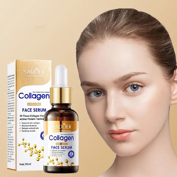 3 in 1,SADOER Collagen Anti Aging Cream + Vitamin C Face Brightening Essence + Collagen Anti Aging Face Serum