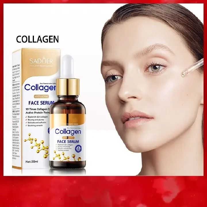 3 in 1,SADOER Collagen Anti Aging Cream + Vitamin C Face Brightening Essence + Collagen Anti Aging Face Serum