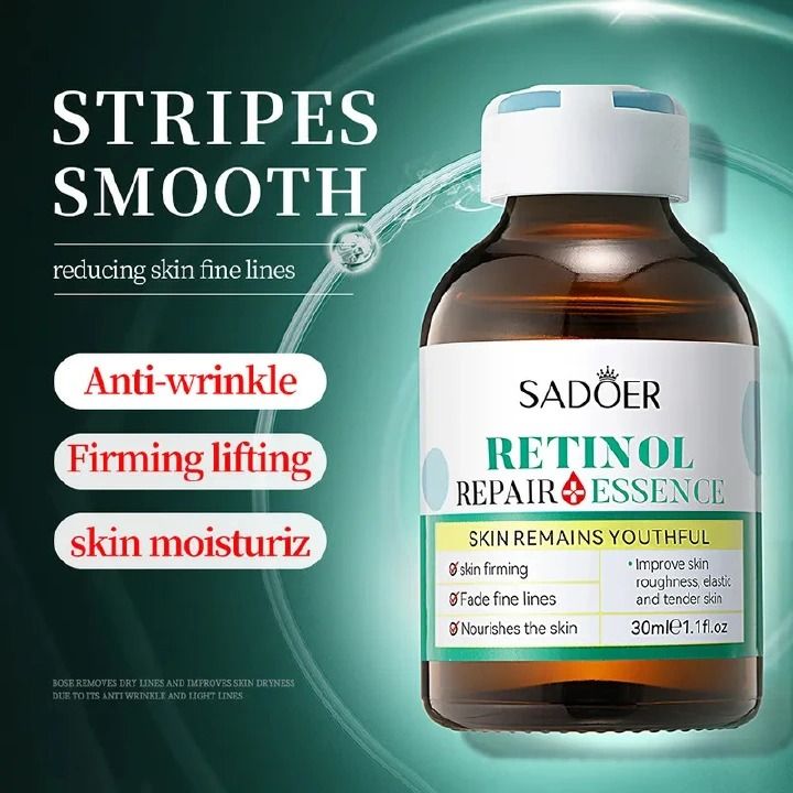 Sadoer Retinol Essence, Retinol Face Serum for Anti Wrinkles, Anti Ageing, Skin Repair Essence, Fades Fine Lines Retinol Face Serum Forehead Fine Lines Removal Collagen Lifting Repair Firm Moisturizer