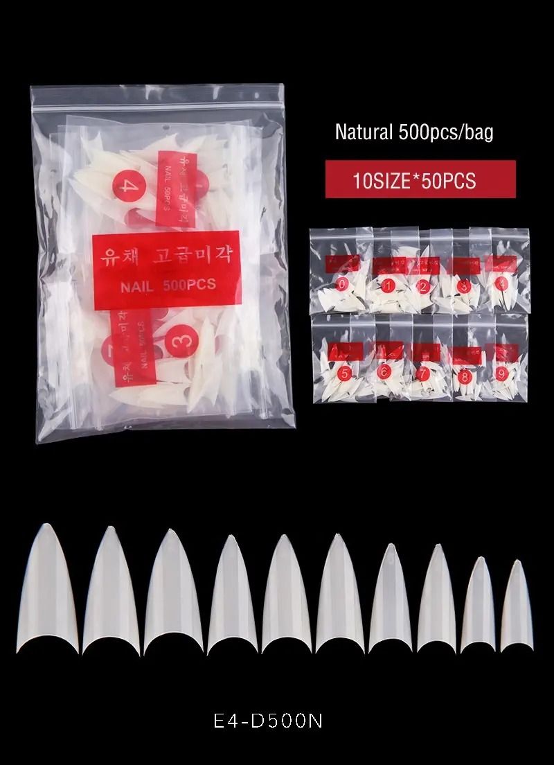 Acrylic False Nails 500pcs/bag Nails /White False Nails Artificial Fingernails Half  Cover stiletto Nail Tips Best Quality Acrylic Pointy Stiletto French  Nail Tips