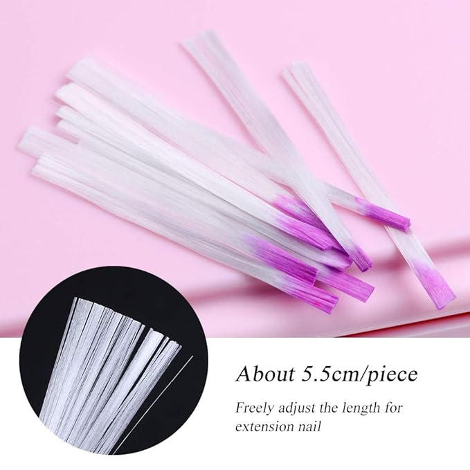 50 Pcs Fiberglass Nail Art Quick Extension Form Fibernails Building UV Gel Acrylic Nails Tips Fiberglass Nail Extension DIY Fiberglass Nail Gel Fake Nails Tips Quick Extension Fiberglass Nails Fiber