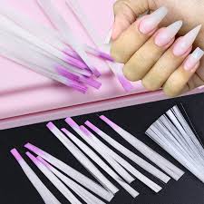 50 Pcs Fiberglass Nail Art Quick Extension Form Fibernails Building UV Gel Acrylic Nails Tips Fiberglass Nail Extension DIY Fiberglass Nail Gel Fake Nails Tips Quick Extension Fiberglass Nails Fiber