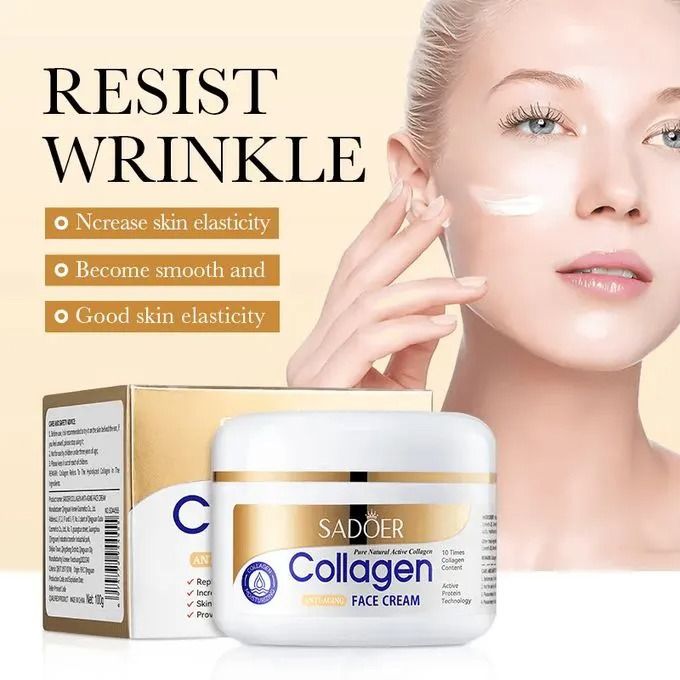 3 in 1,SADOER Collagen Anti Aging Cream + Vitamin C Face Brightening Essence + Collagen Anti Aging Face Serum