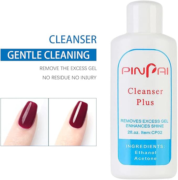 Pinpai Cleanser Plus Removes Excess Gel Enhance Shine Sticky Remover Nail UV Gel Sticky Remover Liquid Nail Art Cleanser Pro Slip Solution Poly Gel Cleanser Shine