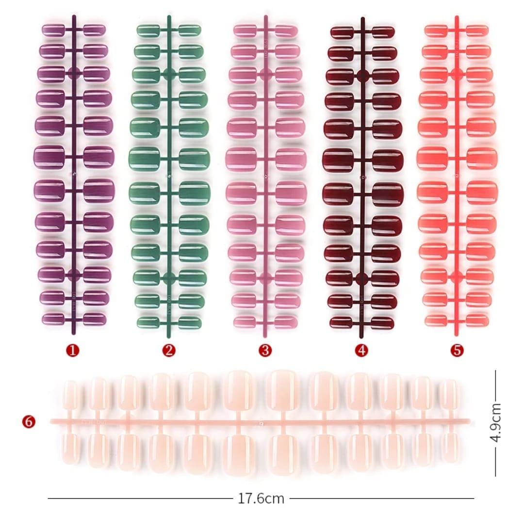 24 Pieces Re- Usable Full Cover Press On False Nail Tips Fake Nails Tips Acrylic False Nail Tips Natural Artificial Full Cover Nails 12 Sizes{No Glue}