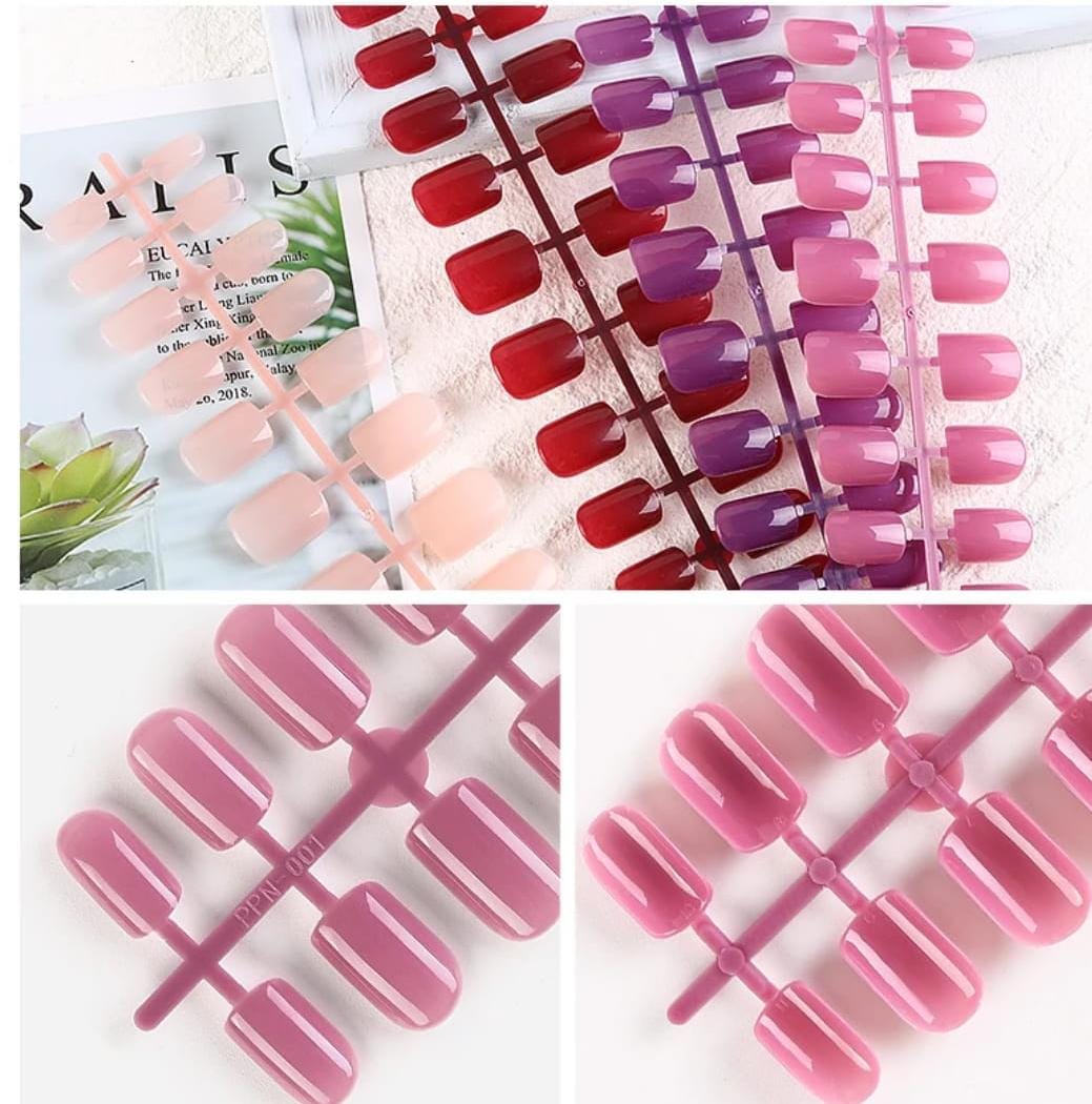 24 Pieces Re- Usable Full Cover Press On False Nail Tips Fake Nails Tips Acrylic False Nail Tips Natural Artificial Full Cover Nails 12 Sizes{No Glue}