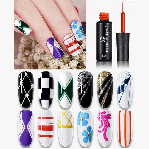 Gel Liner Art Polish Set 10ml Gel Liner Nail Art Polish Nail Art Fast Dry UV/LED Paint with Thin Brush For Nail Art Polish Liner/Gel Polish Liner