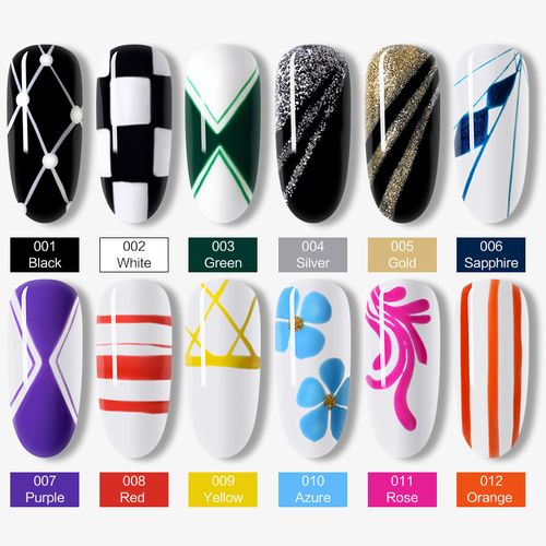 Gel Liner Art Polish Set 10ml Gel Liner Nail Art Polish Nail Art Fast Dry UV/LED Paint with Thin Brush For Nail Art Polish Liner/Gel Polish Liner