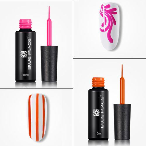 Gel Liner Art Polish Set 10ml Gel Liner Nail Art Polish Nail Art Fast Dry UV/LED Paint with Thin Brush For Nail Art Polish Liner/Gel Polish Liner