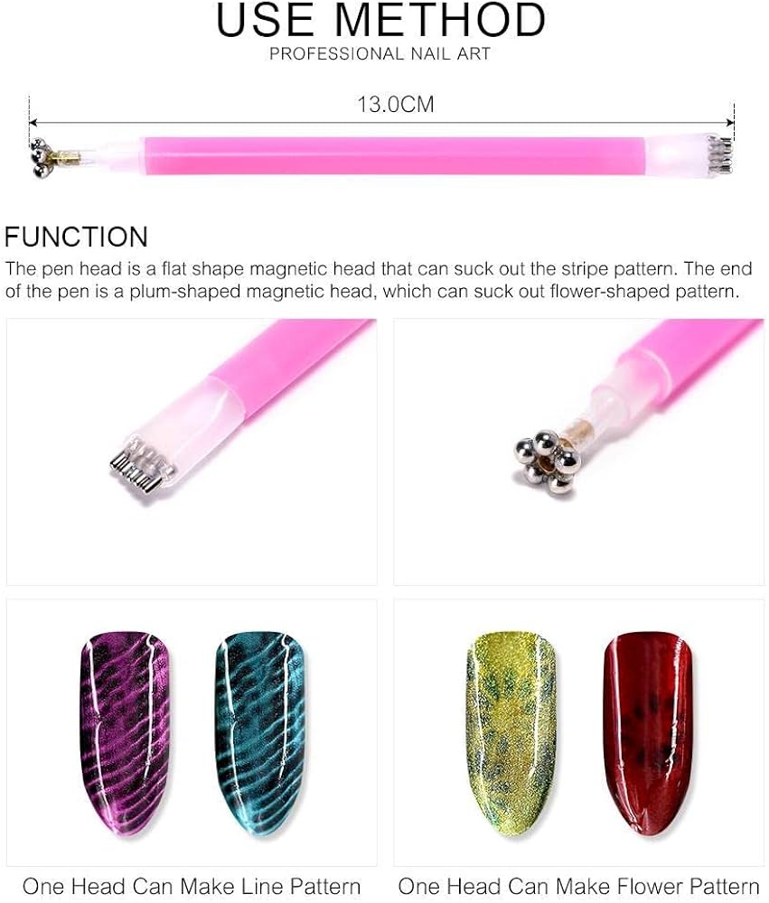 Double Sided Magnetic Pen  Magnet Stick Cat Eyes Line Strip Effect Art Tool For UV Gel Nail Polish Nail Polish  on Nails Nail Art Polish Cats Eye Magnet Nail Polish