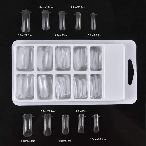 Poly Gel Quick Building Nail Set for Polygel Extension, 100pcs Dual Nail Forms with 10 pcs Acrylic Nail Clips and 1pcsDual-Ended Poly Extension Gel Brush & Picker for Home Salon