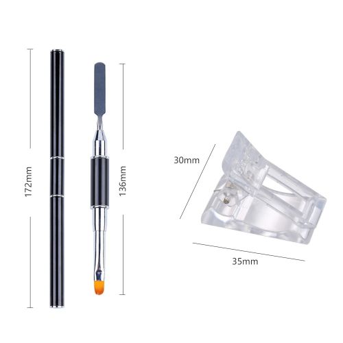 Poly Gel Quick Building Nail Set for Polygel Extension, 100pcs Dual Nail Forms with 10 pcs Acrylic Nail Clips and 1pcsDual-Ended Poly Extension Gel Brush & Picker for Home Salon