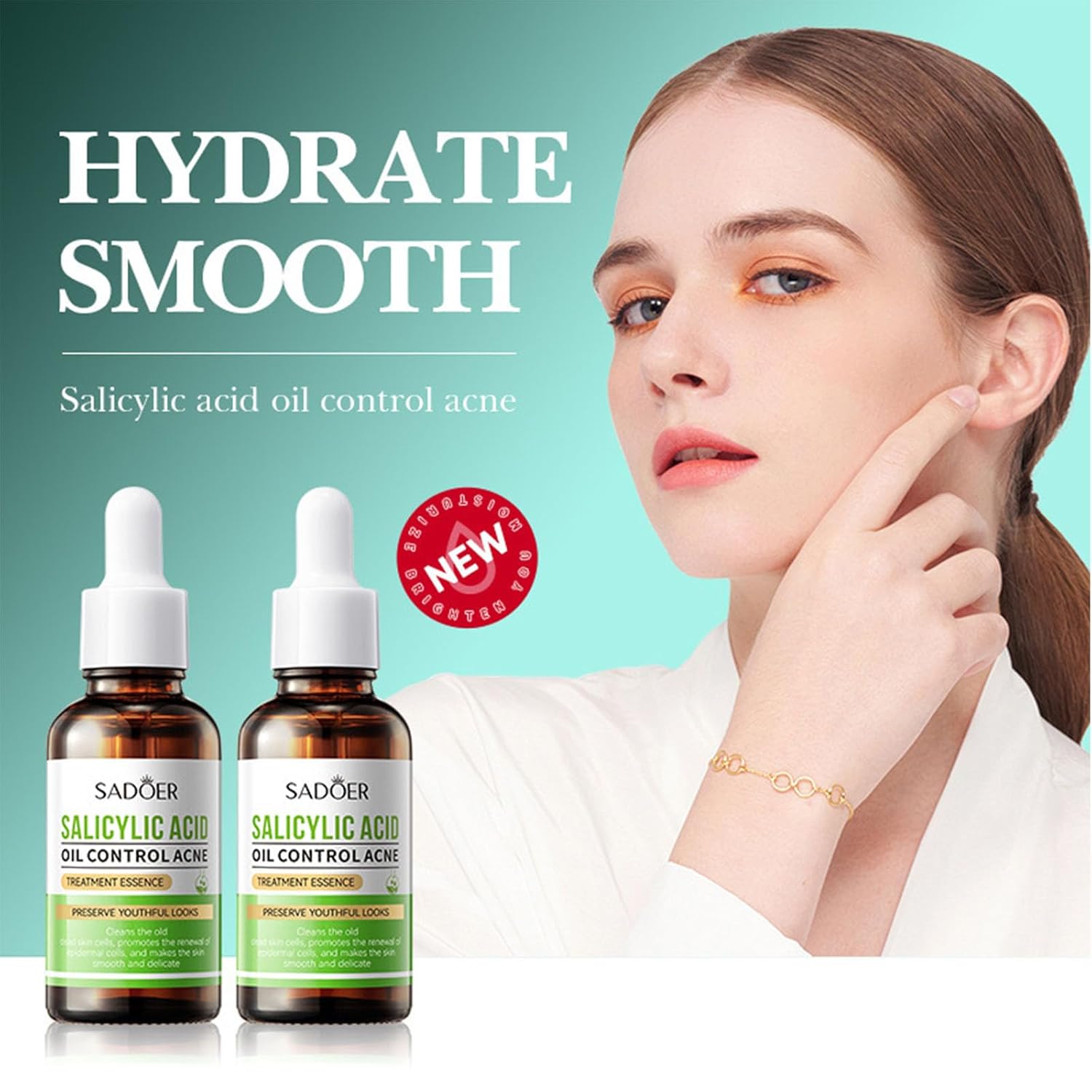 2 Pieces Salicylic Acid Acne Remover Pimples Remover, Blackheads Remover, Can combine with Vitamin C serum, Acne Treatment Salicylic Acid Serum, Black Heads Removing Serum, Prevents Acne Breakouts