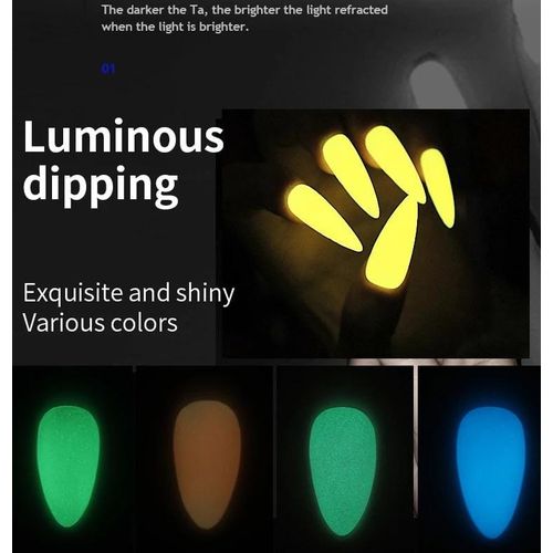 Dipping Powder Acrylic Powder Dip Powder Nails No Need Lamp Cure Dry Long Lasting Nails Glitter Manicure Nail Art  Luminous Neon Dipping Nail Powder Nail Dip Acrylic Glow in the Dark Dipping Powder