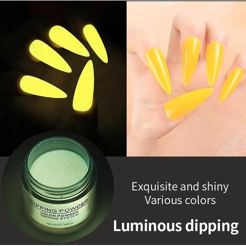 Dipping Powder Acrylic Powder Dip Powder Nails No Need Lamp Cure Dry Long Lasting Nails Glitter Manicure Nail Art  Luminous Neon Dipping Nail Powder Nail Dip Acrylic Glow in the Dark Dipping Powder