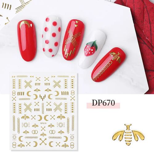 Nail Art Stickers Decals Star Nail Supplies Luxury 3D Self-Adhesive Sheets Star Metallic Money Flower Line Nail Designs for Women Acrylic Nai  Nail Stickers for Nail Art Accessories Nail Decorations