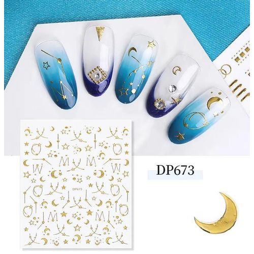 Nail Art Stickers Decals Star Nail Supplies Luxury 3D Self-Adhesive Sheets Star Metallic Money Flower Line Nail Designs for Women Acrylic Nai  Nail Stickers for Nail Art Accessories Nail Decorations