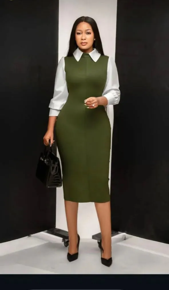 Elegant Bodycon Office Dress for  womenStep into elegance, confidence, and undeniable style with this premium formal bodycon dress for women now available