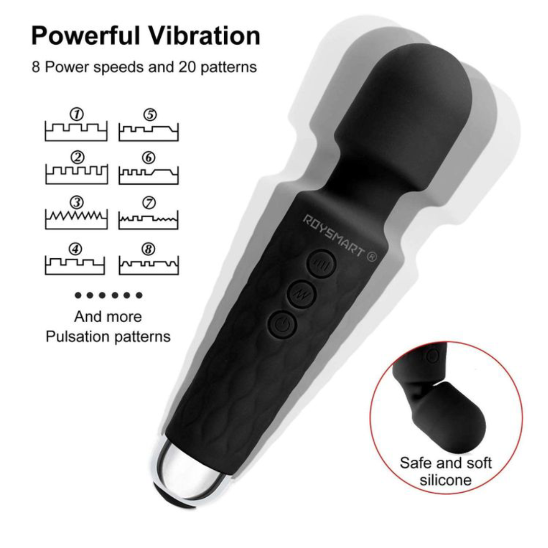 Wand Massager Clitorial Masturbator Rechargeable Handhold Cordless Portable Body AV Magic Vibrator For Women Men Adult Sex Toy for Muscle Relax Valentine Gift for Girlfriend Wife
