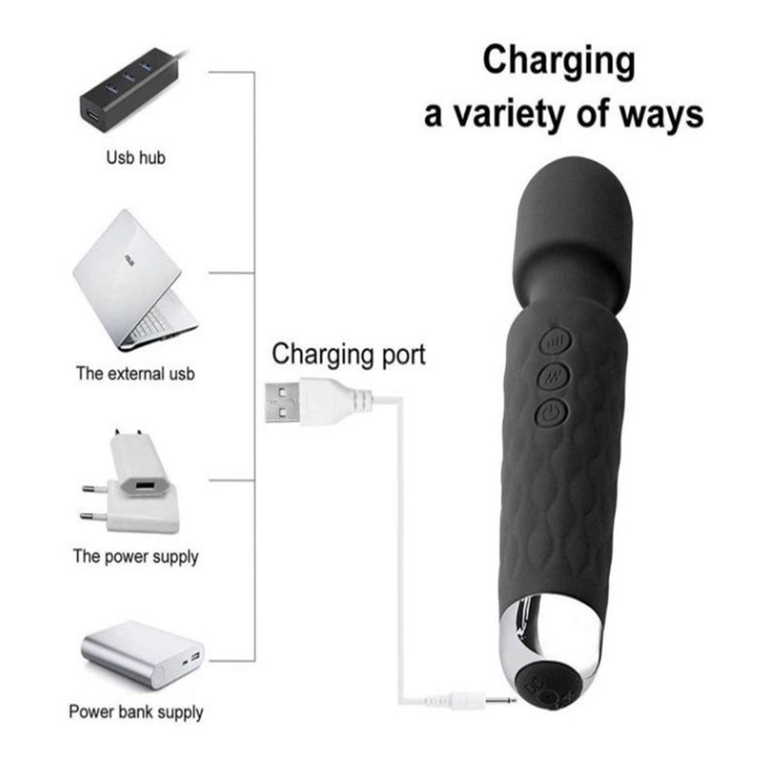 Wand Massager Clitorial Masturbator Rechargeable Handhold Cordless Portable Body AV Magic Vibrator For Women Men Adult Sex Toy for Muscle Relax Valentine Gift for Girlfriend Wife