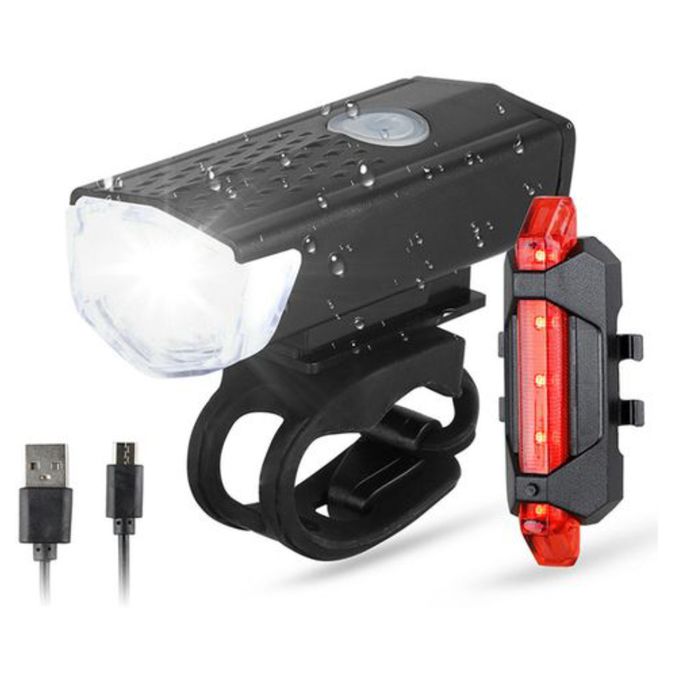 Bike Lights Set USB LED Rechargeable Waterproof MTB Bkie Mountain Bike Headlight Bicycle Light Front Warning Cycling Accessorie Bike Lighting Accessory USB Rechargeable Mountain Bike Front Trump