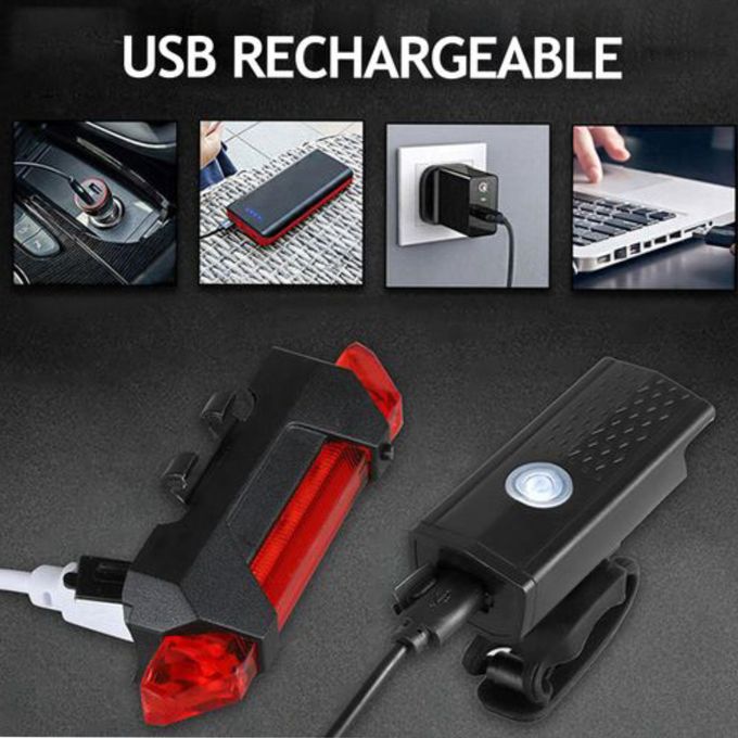 Bike Lights Set USB LED Rechargeable Waterproof MTB Bkie Mountain Bike Headlight Bicycle Light Front Warning Cycling Accessorie Bike Lighting Accessory USB Rechargeable Mountain Bike Front Trump