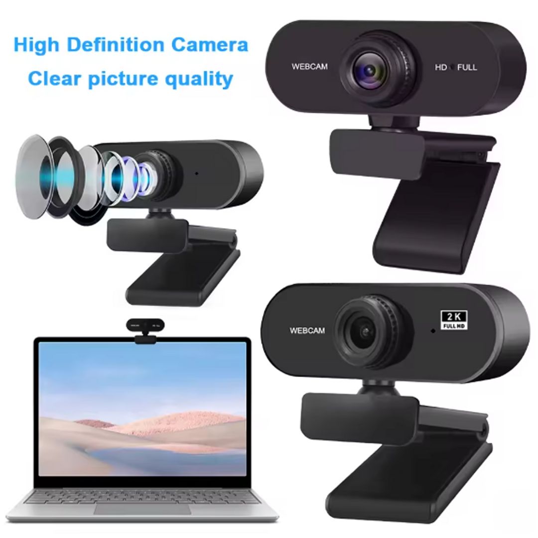Webcam with Microphone Small 2K HD Web Cam,Stand for PC/MAC/Laptop/Desktop, Wide Angle Web Cameras for YouTube,Skype,Zoom,Xbox One,Video Calling,Studying and PS4