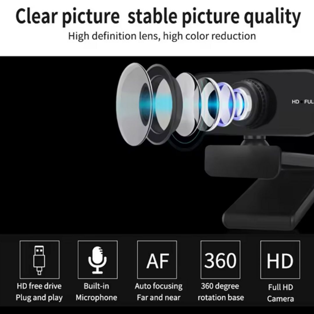 Webcam with Microphone Small 2K HD Web Cam,Stand for PC/MAC/Laptop/Desktop, Wide Angle Web Cameras for YouTube,Skype,Zoom,Xbox One,Video Calling,Studying and PS4