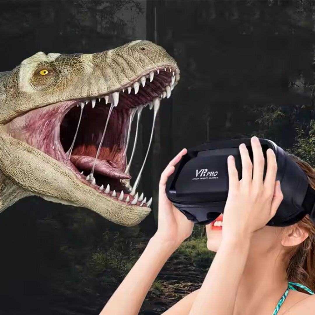 VR PRO Headset, Virtual Reality 3D Glasses Anti-Blue Light Headset with Controller, for iPhone or Android Compatible Upto 6.8 inch phones , for Mobile Games & Movies