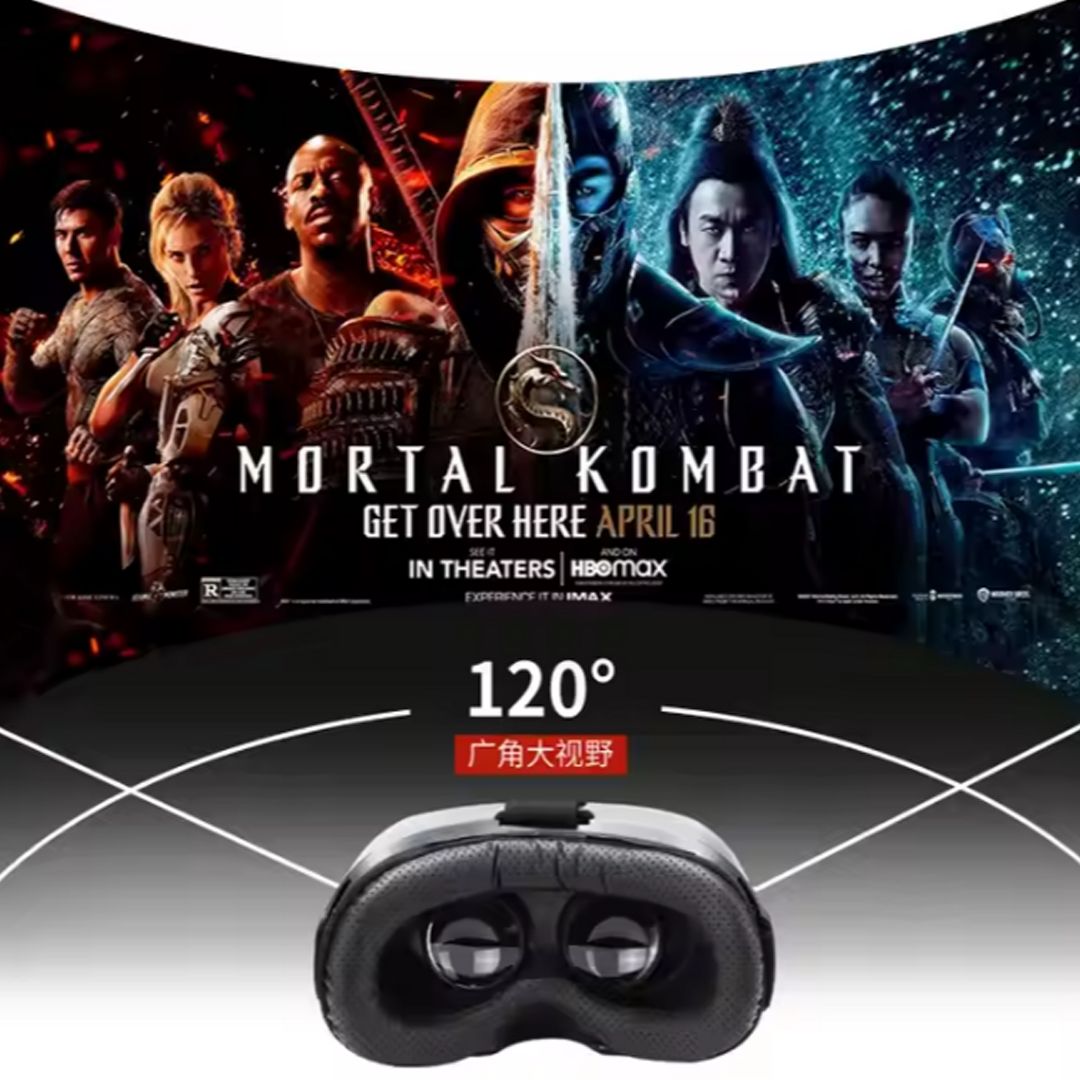 VR PRO Headset, Virtual Reality 3D Glasses Anti-Blue Light Headset with Controller, for iPhone or Android Compatible Upto 6.8 inch phones , for Mobile Games & Movies