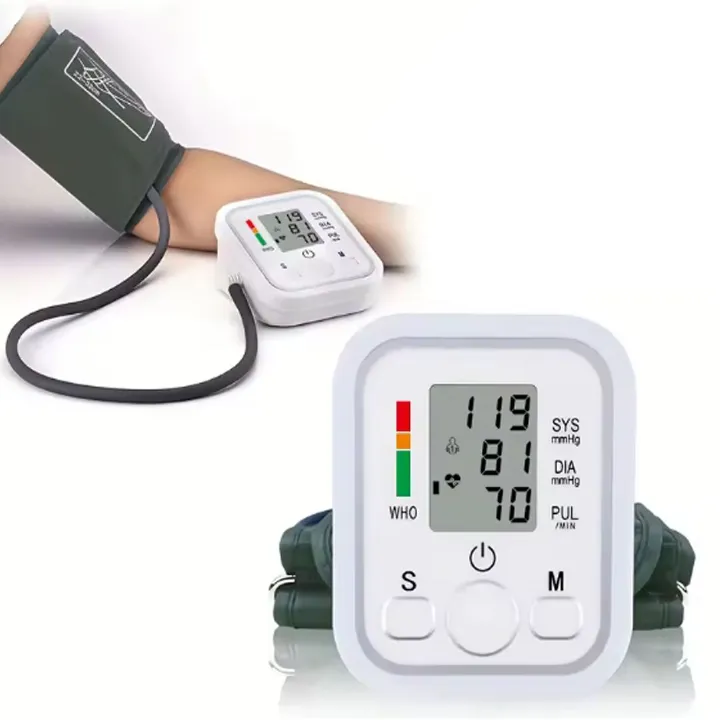 Electronic Digital Blood Pressure Machine Monitor for Arm – Accurate Heartbeat & Pulse Tracking with USB Charging Cable Included