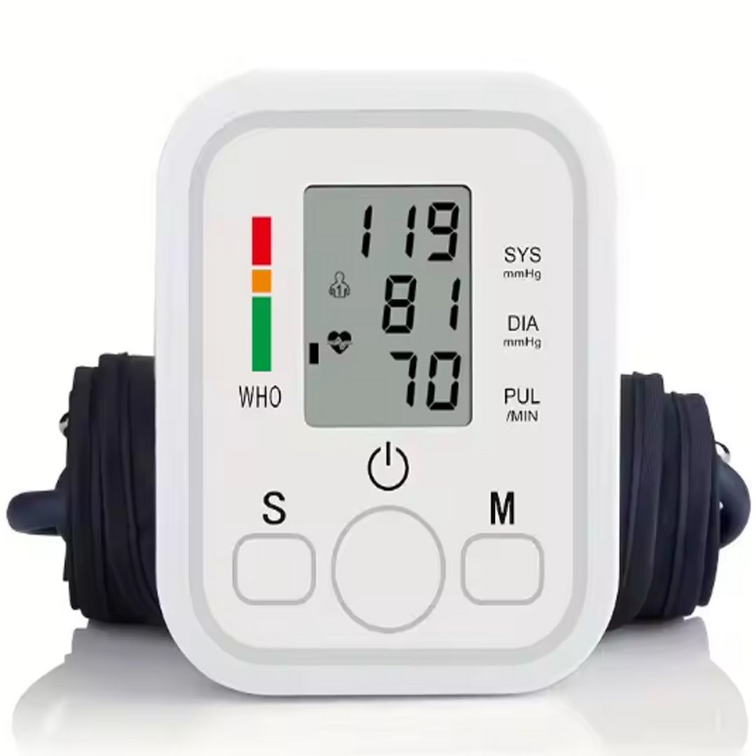 Electronic Digital Blood Pressure Machine Monitor for Arm – Accurate Heartbeat & Pulse Tracking with USB Charging Cable Included