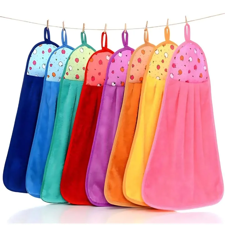 3 Pack Cartoon Hanging Hand Towels – Super Absorbent Coral Fleece Dish Cloth for Kitchen & Bathroom, Soft & Thick Cleaning Rag