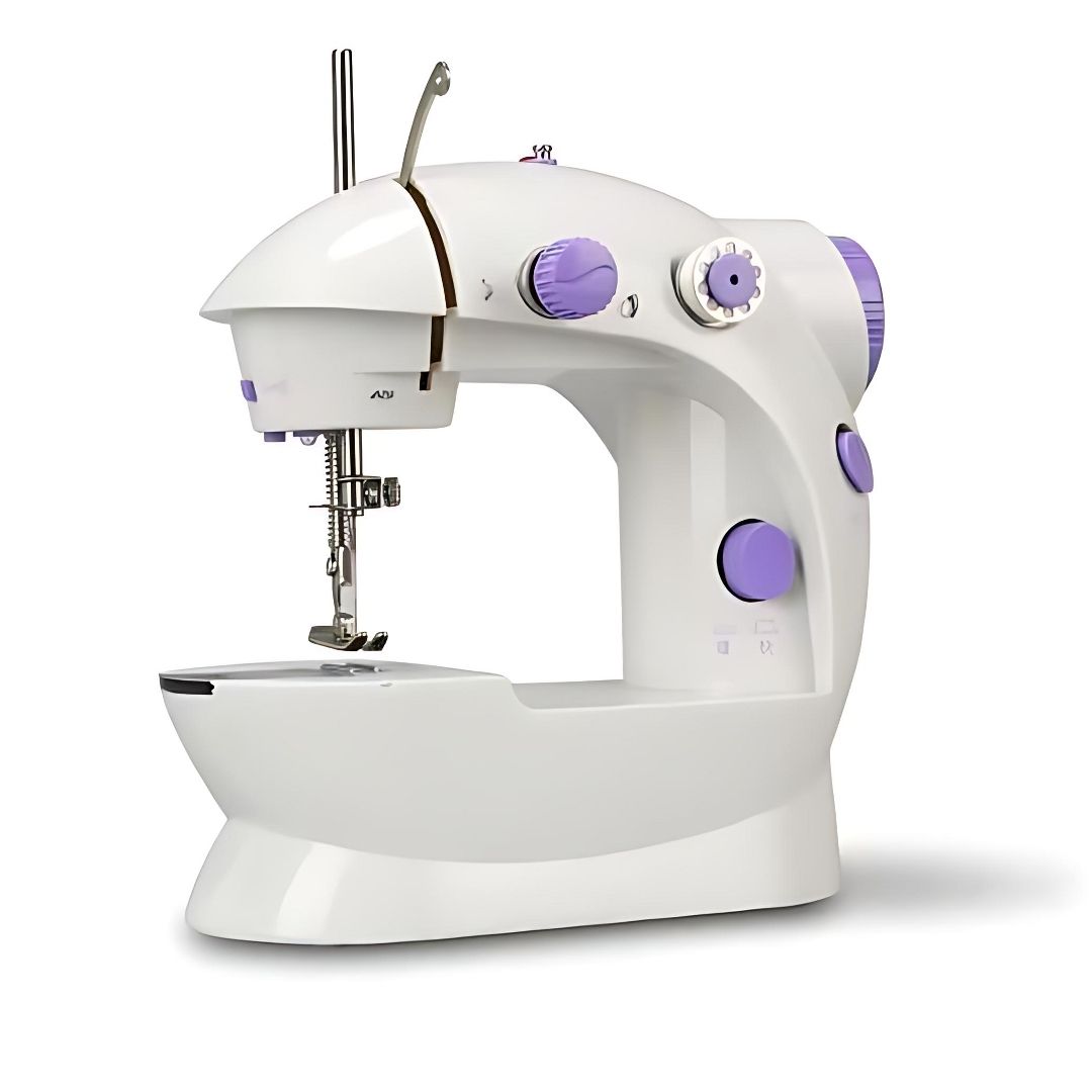 Portable Mini Sewing Machine SM-202A with Foot Pedal & Adapter – Dual Speed, Thread Cutter, Bobbins & Accessories Included – Compact Electric Stitching Tool for Home & DIY Crafts