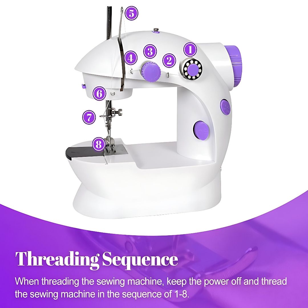 Portable Mini Sewing Machine SM-202A with Foot Pedal & Adapter – Dual Speed, Thread Cutter, Bobbins & Accessories Included – Compact Electric Stitching Tool for Home & DIY Crafts
