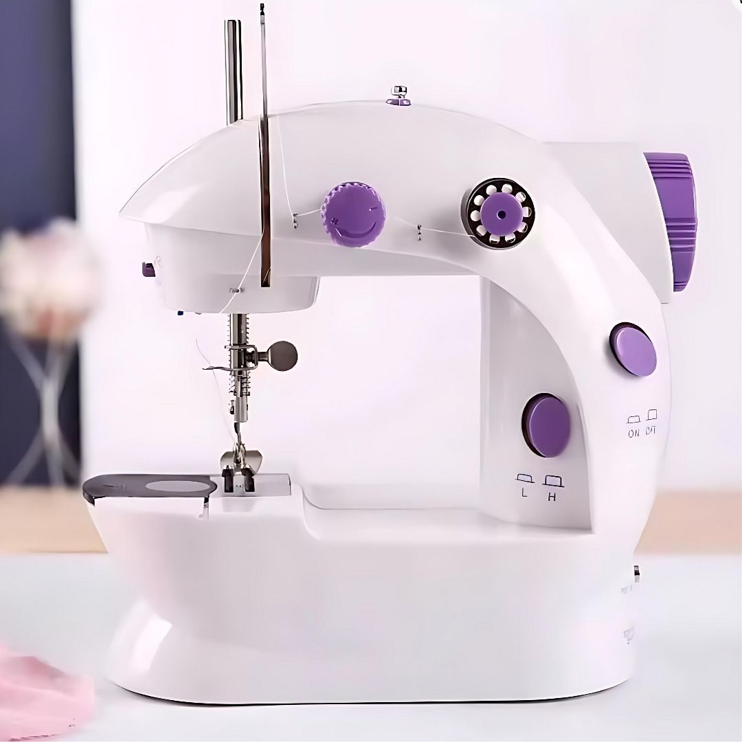 Portable Mini Sewing Machine SM-202A with Foot Pedal & Adapter – Dual Speed, Thread Cutter, Bobbins & Accessories Included – Compact Electric Stitching Tool for Home & DIY Crafts