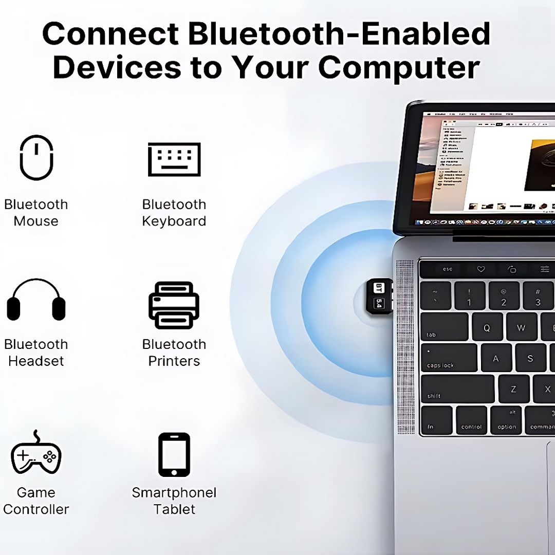 Premium USB Bluetooth V5.4 Adapter – High-Speed Wireless Connectivity for Desktops/Laptops with Dual-Mode Technology & Low-Energy Support. CE/FCC Certified for Reliable Performance, Extended Range.