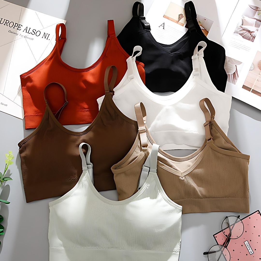 Women’s Seamless Padded Sports Bra – Soft, Stretchable Fabric with Removable Pads and Adjustable Straps – Wire-Free Comfort for Yoga, Gym, Running, Lounge & Daily Wear – Breathable Black Bra