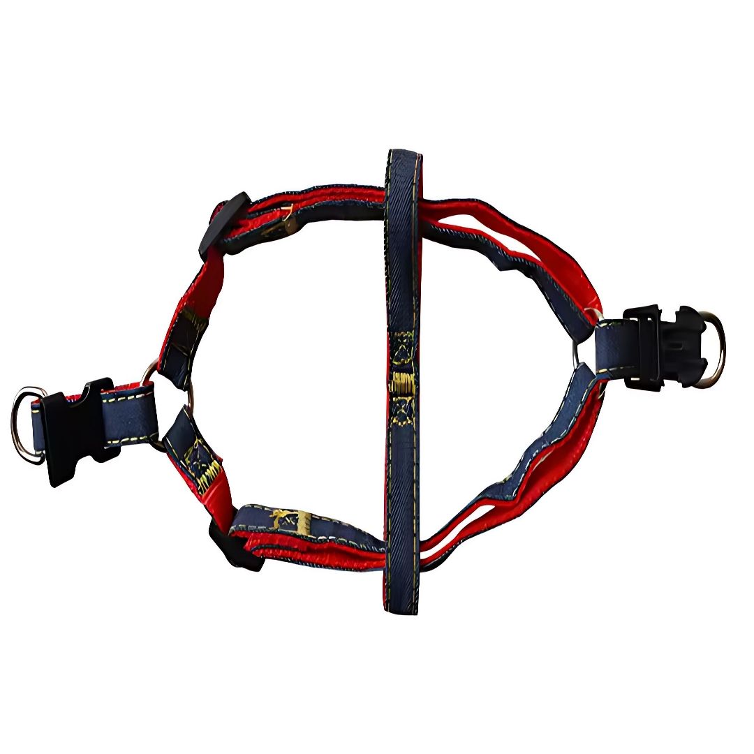 3-Piece Pet Dog Harness and Leash Set – Adjustable Denim Chest Harness, Collar, and Traction Rope for Walking and Training – Durable Pet Supplies