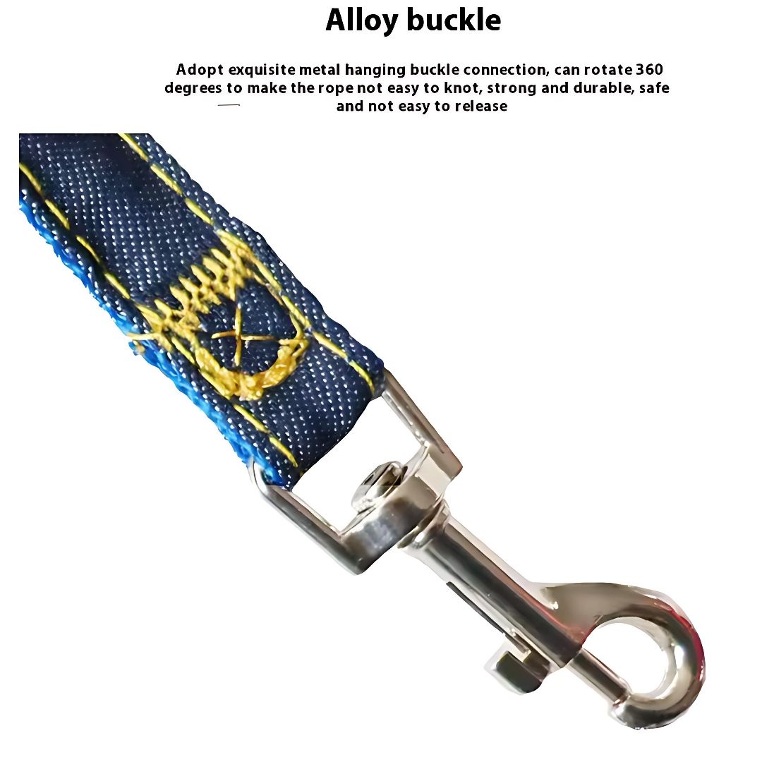 3-Piece Pet Dog Harness and Leash Set – Adjustable Denim Chest Harness, Collar, and Traction Rope for Walking and Training – Durable Pet Supplies