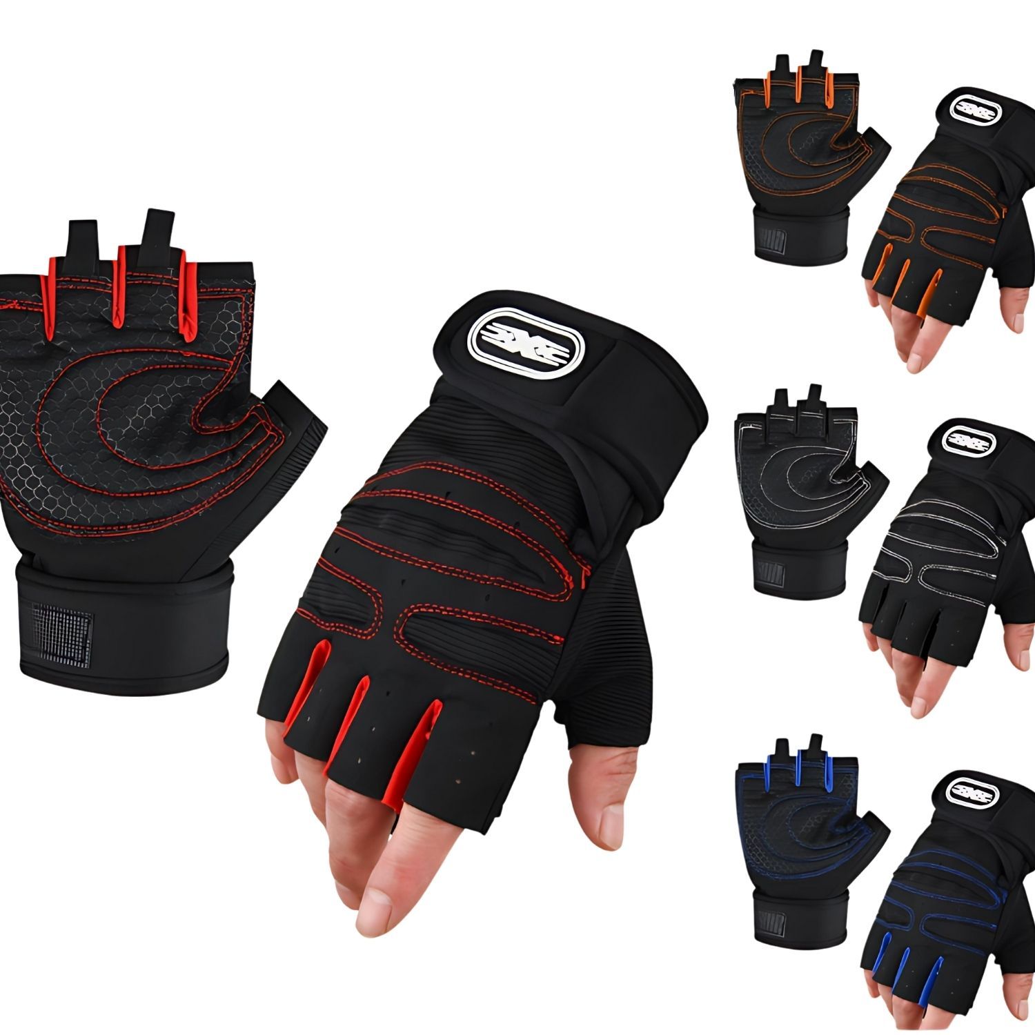 Professional Half-Finger Gym Gloves with Adjustable Wrist Wrap Support, Non-Slip Grip & Breathable Design – Ideal for Weightlifting, Crossfit, Cycling, and Fitness Training for Men and Women