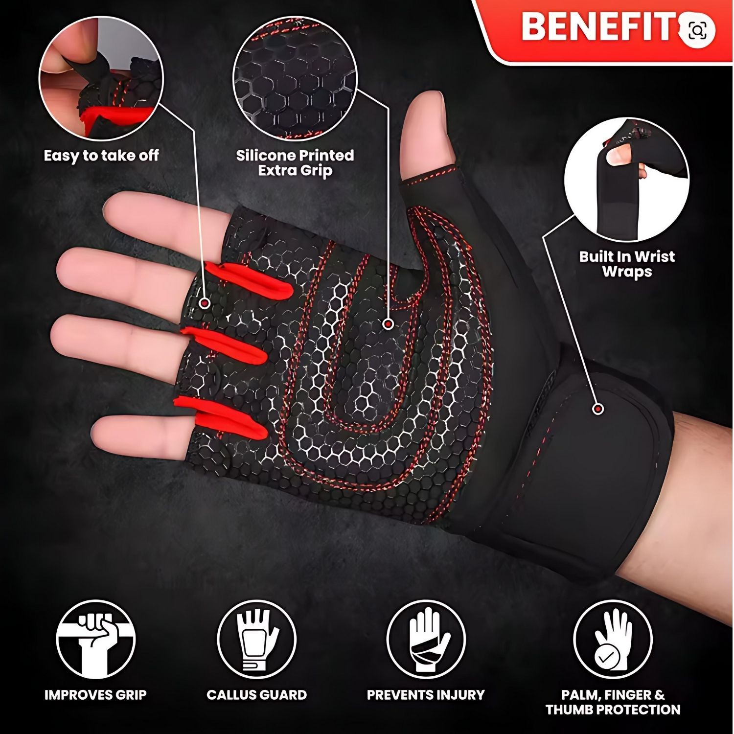 Professional Half-Finger Gym Gloves with Adjustable Wrist Wrap Support, Non-Slip Grip & Breathable Design – Ideal for Weightlifting, Crossfit, Cycling, and Fitness Training for Men and Women