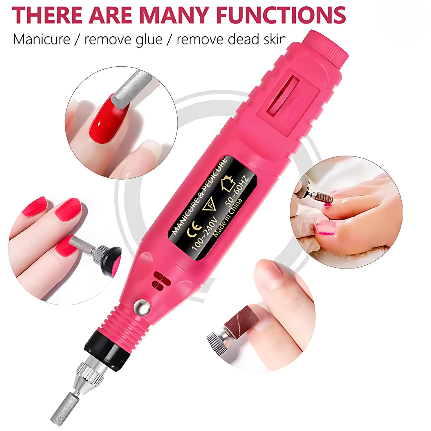 Professional Variable Speed Nail Drill Kit – Pink Electric Manicure and Pedicure Rotary Tool with 5 Interchangeable Bits, Adjustable Speed Settings, and Charger for Smooth, Perfect Nail Care at Home