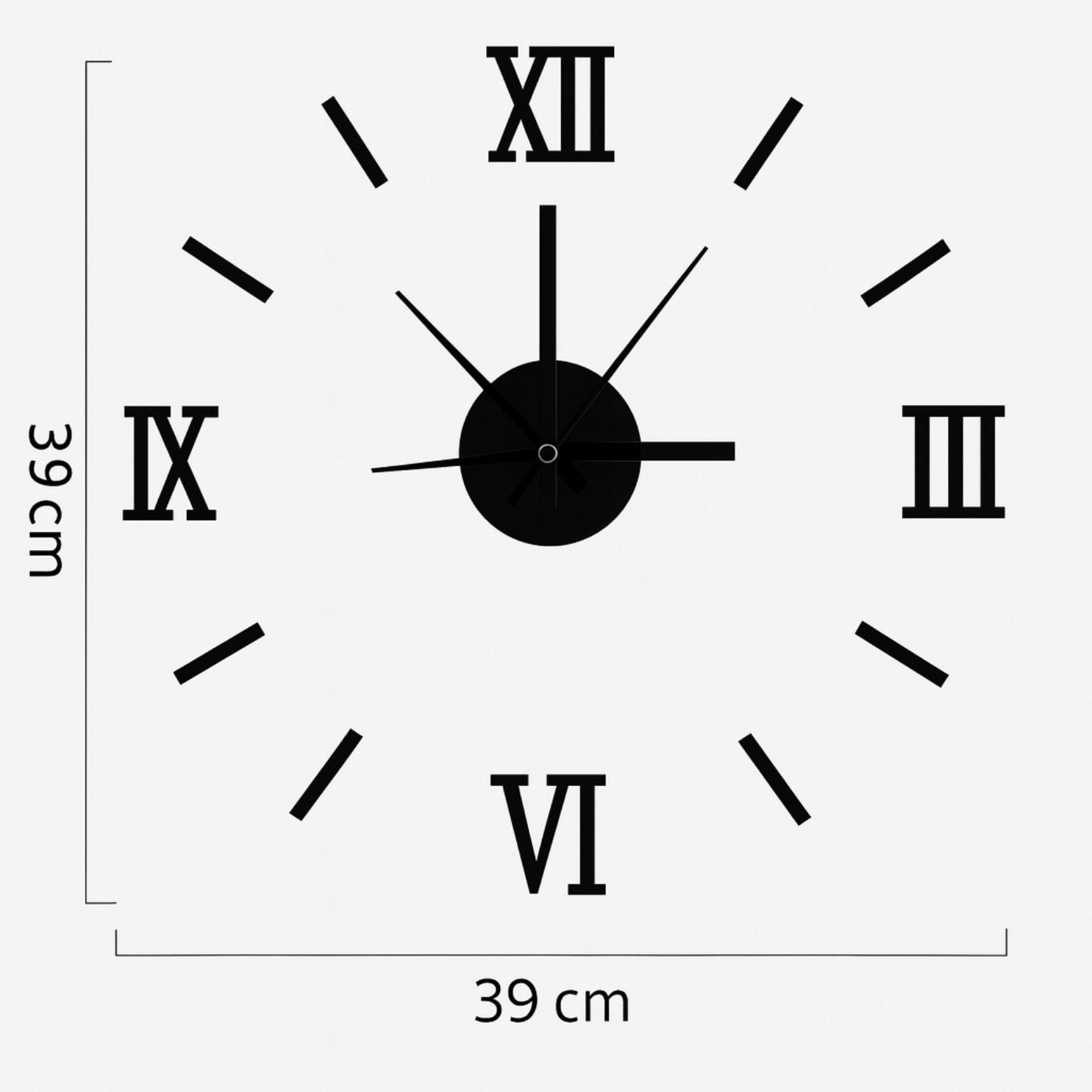 Roman Creative Acrylic 3D Wall Clock – Silent Movement DIY Sticker Design with Large Roman Numerals for Living Room, Bedroom, Office, or Hotel Decor – Modern Black 16 Inch Wall Clock, Easy to Install