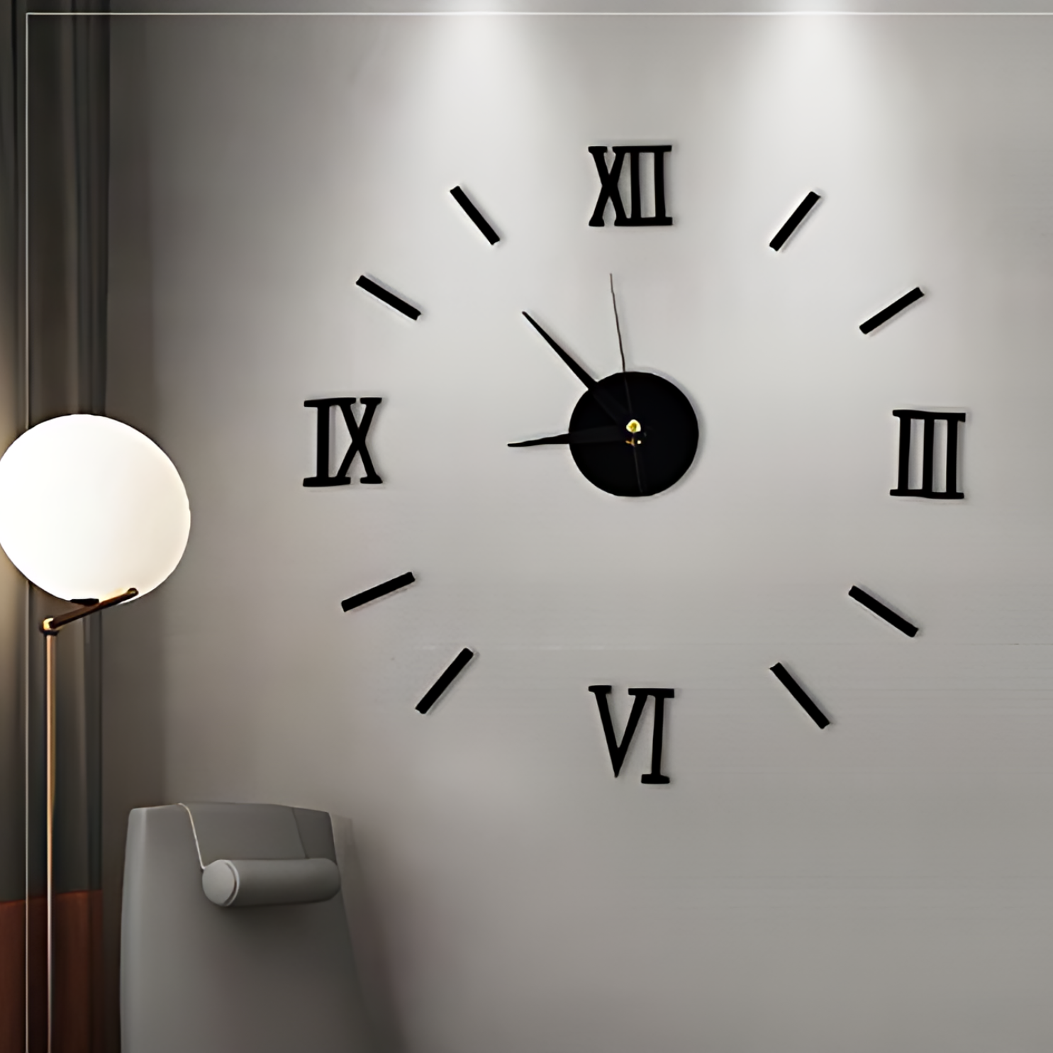 Roman Creative Acrylic 3D Wall Clock – Silent Movement DIY Sticker Design with Large Roman Numerals for Living Room, Bedroom, Office, or Hotel Decor – Modern Black 16 Inch Wall Clock, Easy to Install