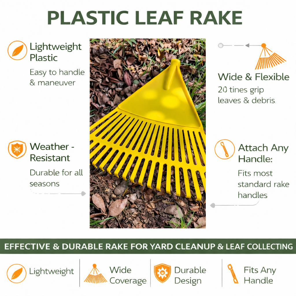 Standard Rake Best price for Durable Lightweight Plastic Leaf Rake Head with 20 ...