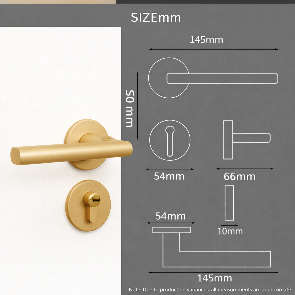 Premium Modern Black Door Handle Lock Set with 145mm Lever and 54mm Rosette, Designed for Smooth Operation, Enhanced Security, and a Stylish Look for Bedrooms, Offices, Interior Doors